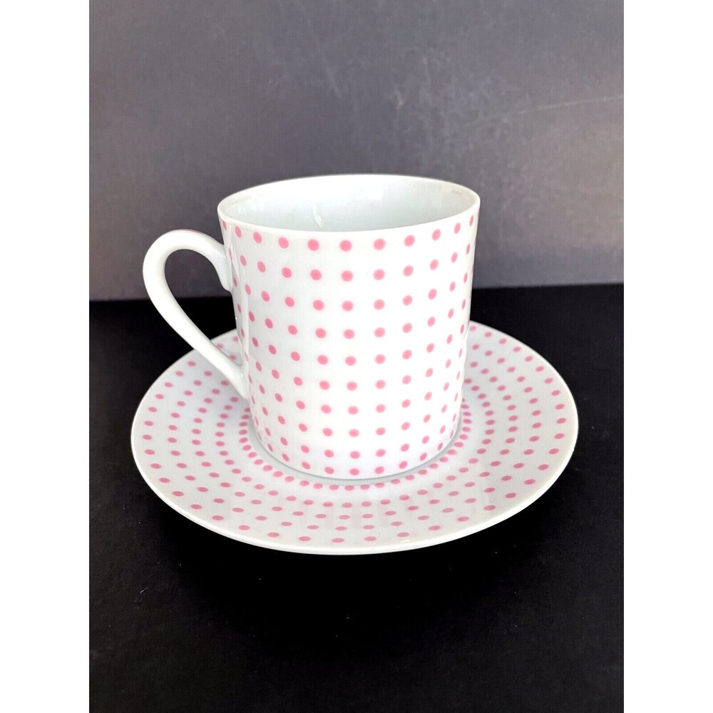 Amm For Taste Setter Collection Pink Dotted Suisse Coffee Teacup & Saucer Japan